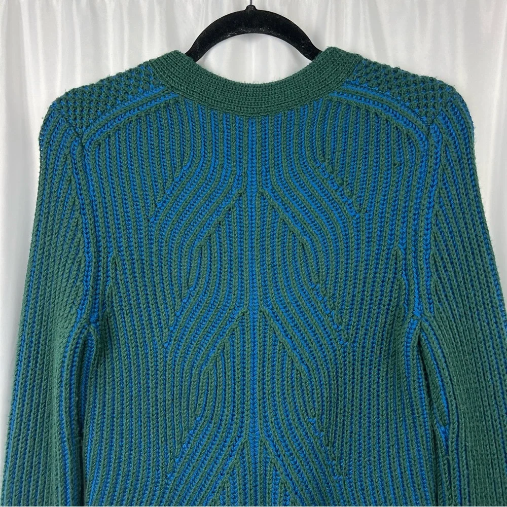 RACHEL ROY Green Blue Chunky Peplum Back Cardigan - Picture 9 of 13